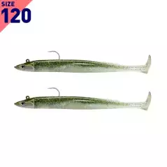 LEURRES FIIISH DOUBLE COMBO SHORE 7GR CRAZY PADDLE TAIL TAILLE 120 GHOST MINNOW
